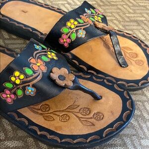 New Floral Embellished handmade leather sandals